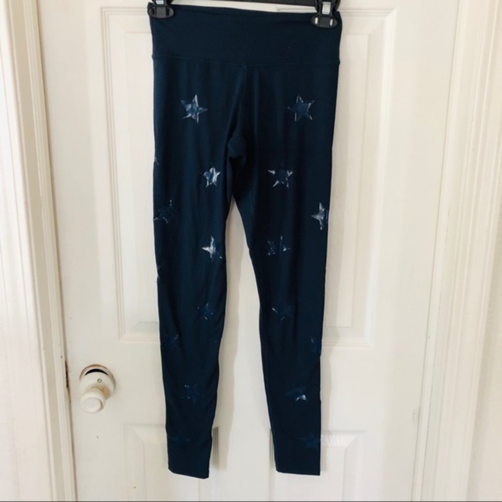 JESSICA SIMPSON the warm up navy star print work out yoga leggings size small